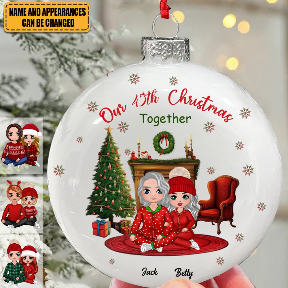 Our 10th Christmas Together - Personalized Glass Flat Ball Ornament