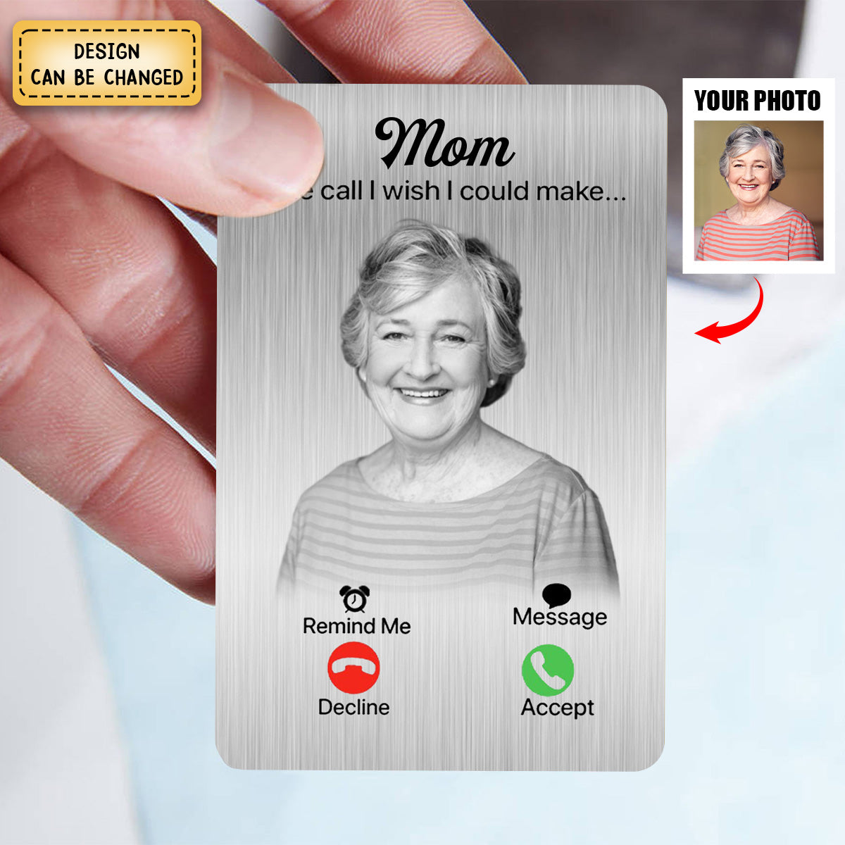 The Call I Wish I Could Make - Personalized Photo Aluminum Wallet Card