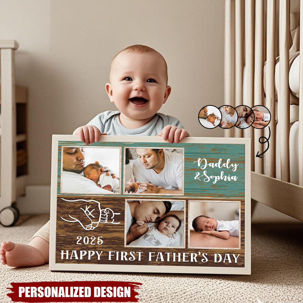 New Dad Father’s Day Gift, Custom Daddy Baby Photo Canvas