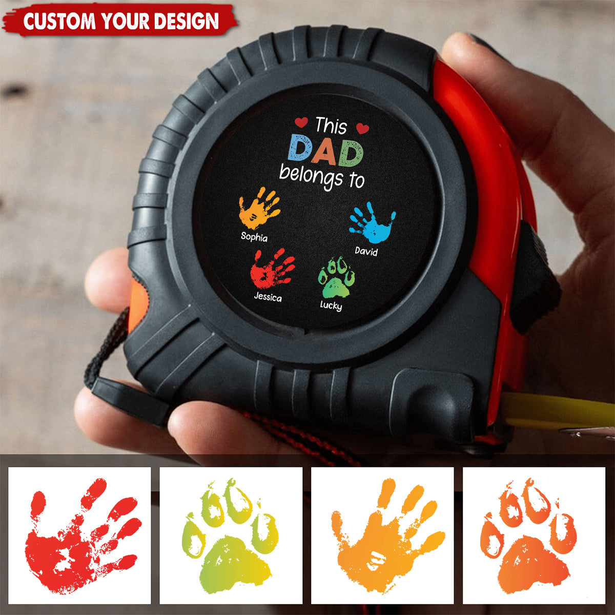 A Hero In Every Heart - Family Personalized Custom Tape Measure - Father's Day, Gift For Dad