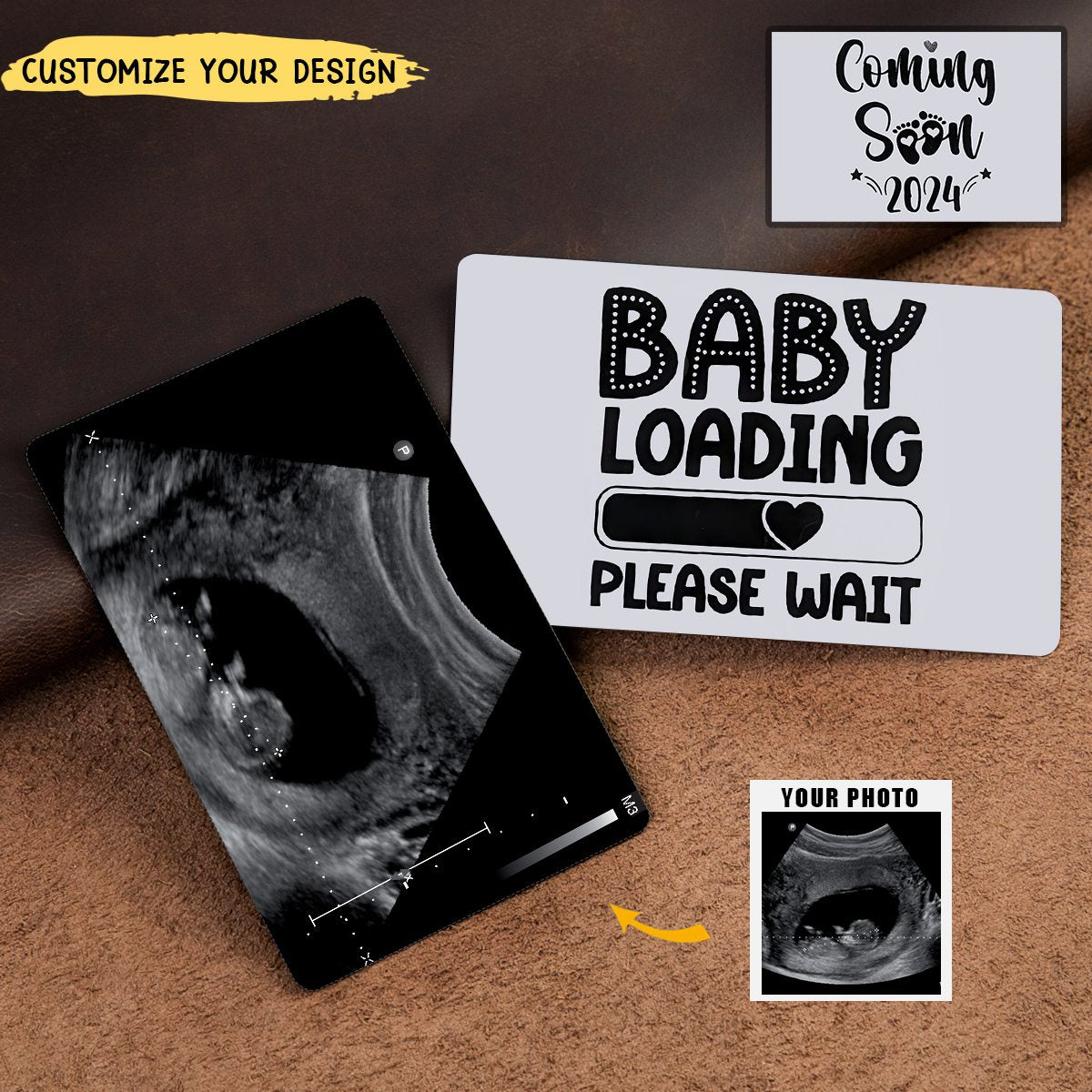 Your Baby Ultrasound Picture Scan Love - Personalized Photo Aluminum Wallet Card