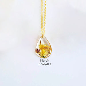 Birth Month Flower Necklace,Dried Flower Resin Jewelry Unique Gift For Her