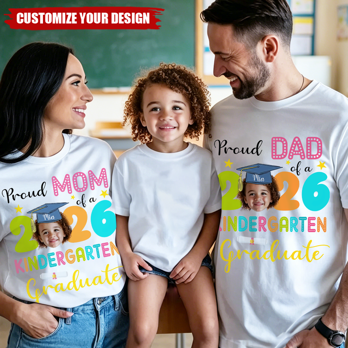 Proud Family 2026 Kindergarten Graduate T-shirts, Custom Graduation with Photo Gift