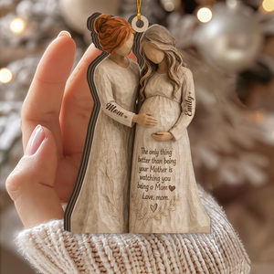 Personalized Pregnant Mom Christmas Ornament, Mother Daughter Decoration