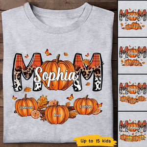 Mom Patterned Pumpkins Fall Season Personalized Shirt