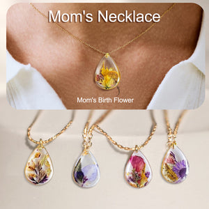 Birth Month Flower Necklace,Dried Flower Resin Jewelry Unique Gift For Her