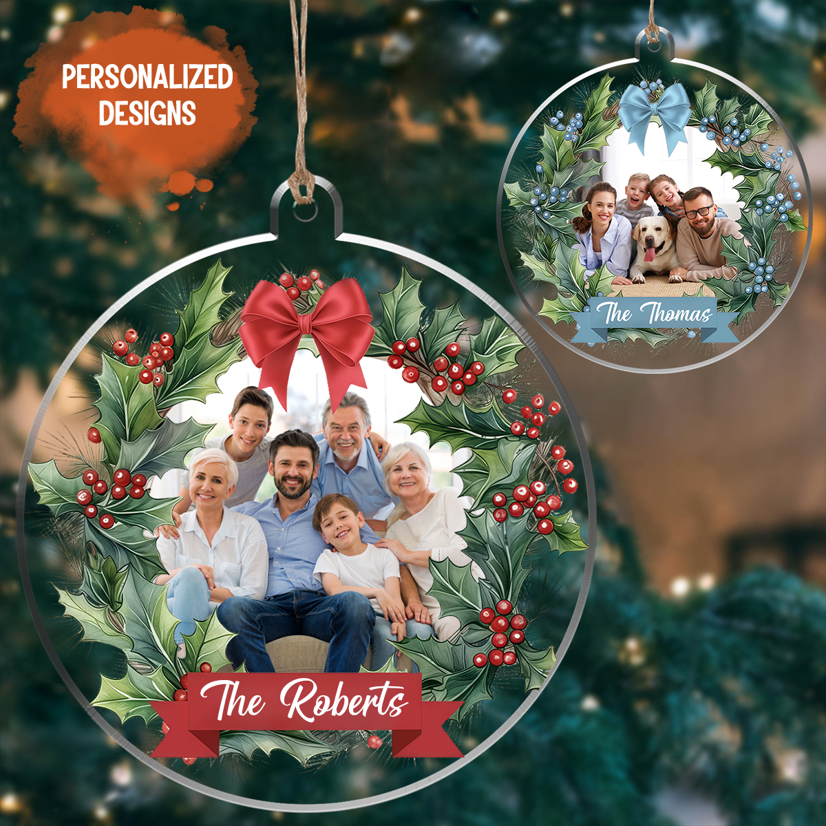 Personalized Family Photo Christmas Ornament