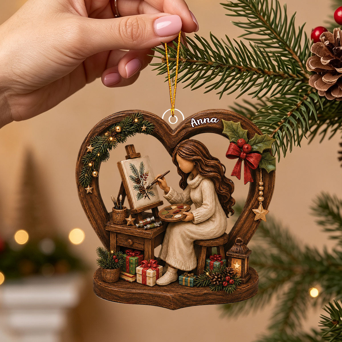 Artist Christmas Ornament, Personalized Painter Gift