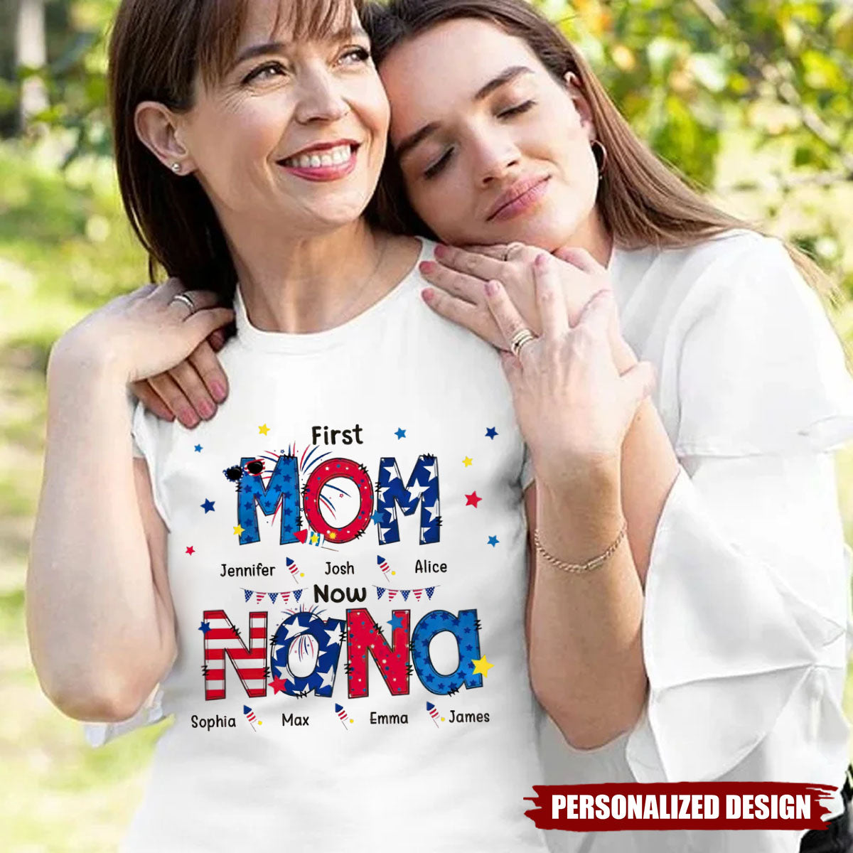 Happiness Is Being A Mom Grandma - Personalized Family T-shirt