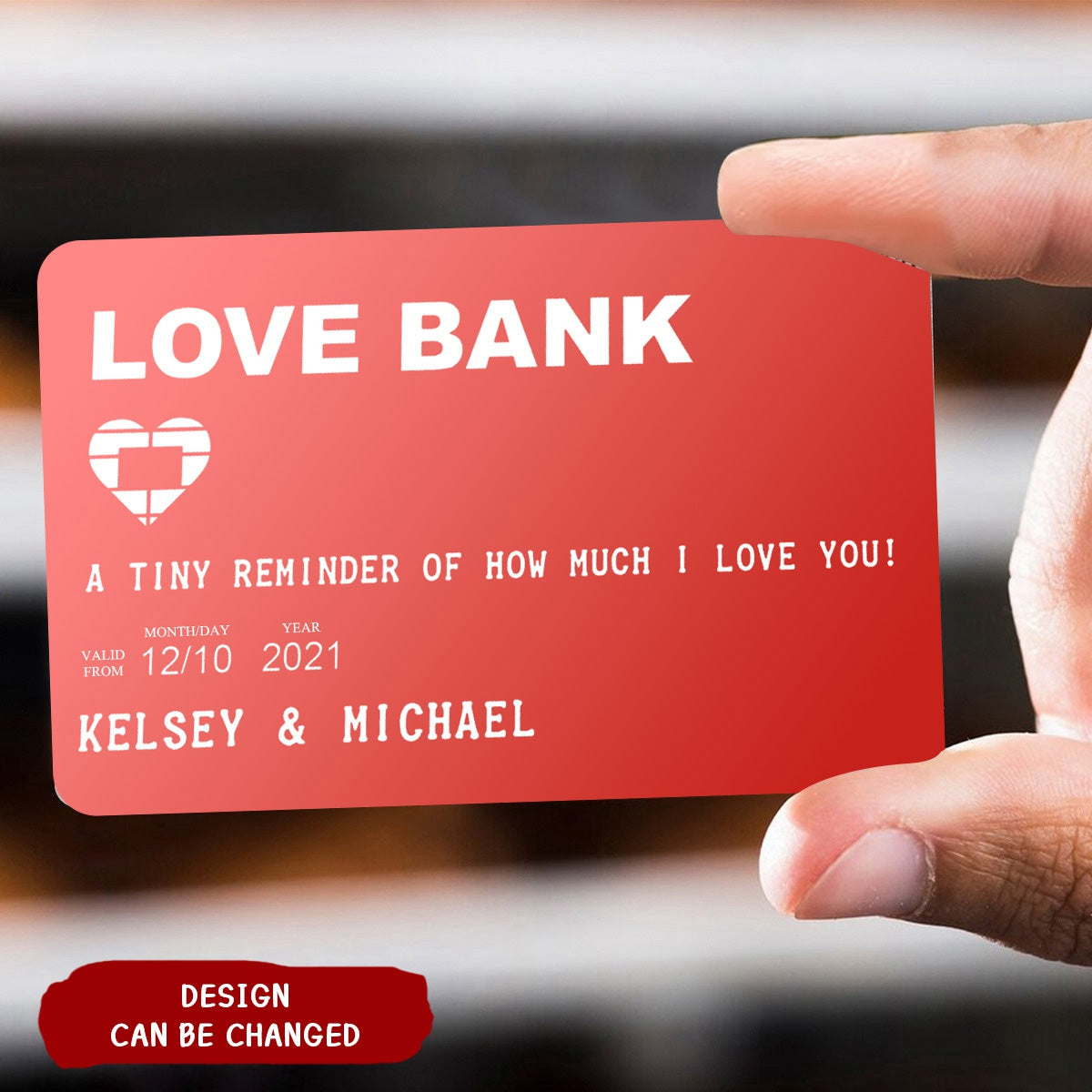Personalized Aluminum Wallet Card - Love Bank - Couple Gift