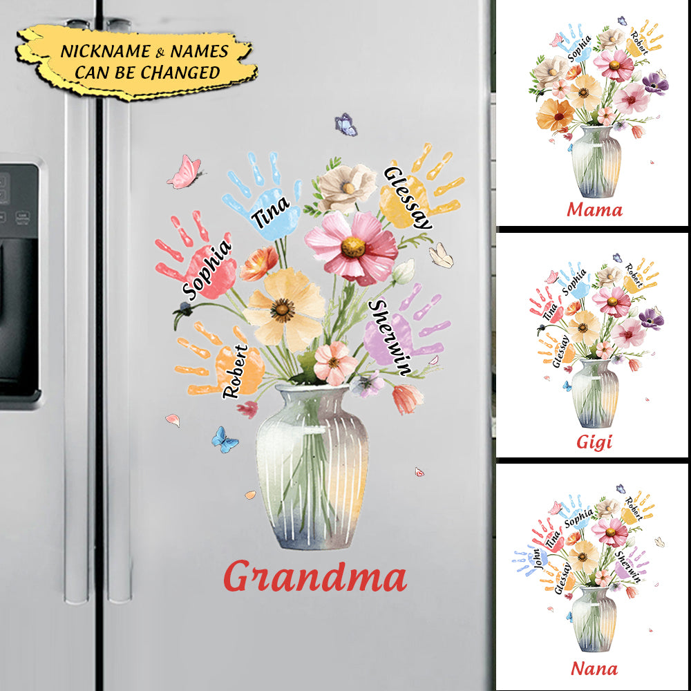 Grandma’s Garden Grandkids Handprints Personalized Sticker