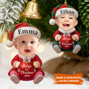 Personalized Baby’s 1st Christmas Ornament ,Custom Photo Baby Ornament