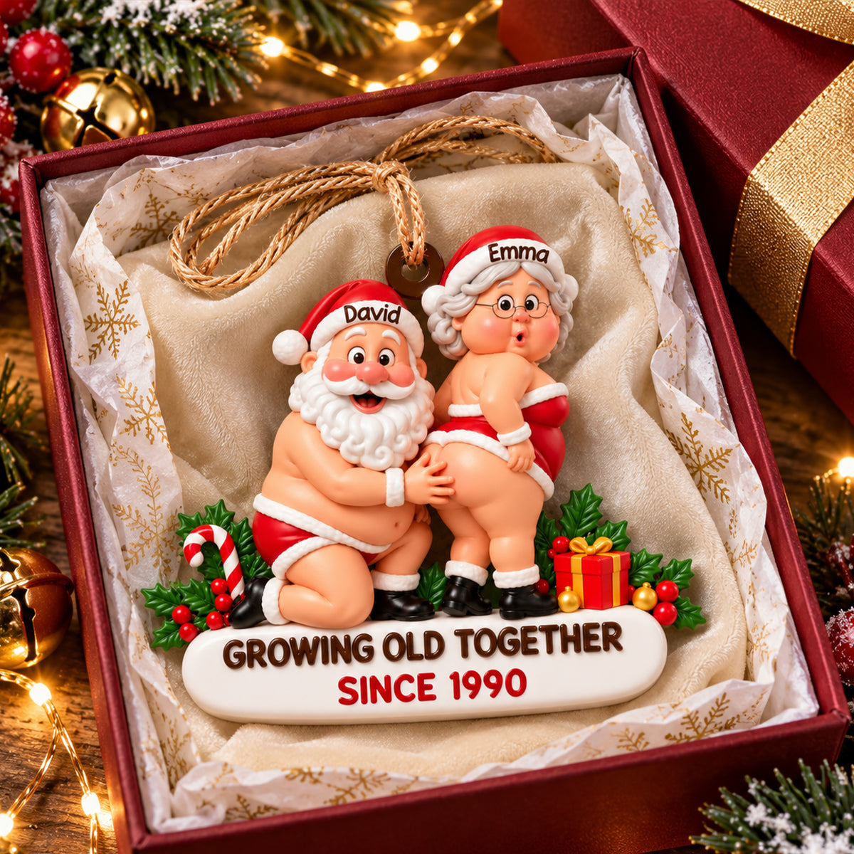 Custom Funny Wooden Ornament - Personalized Anniversary Christmas Wedding Gifts For Husband And Wife