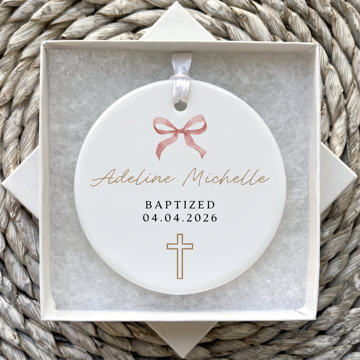 Personalized First Communion Gift Baptism Ceramic Ornament