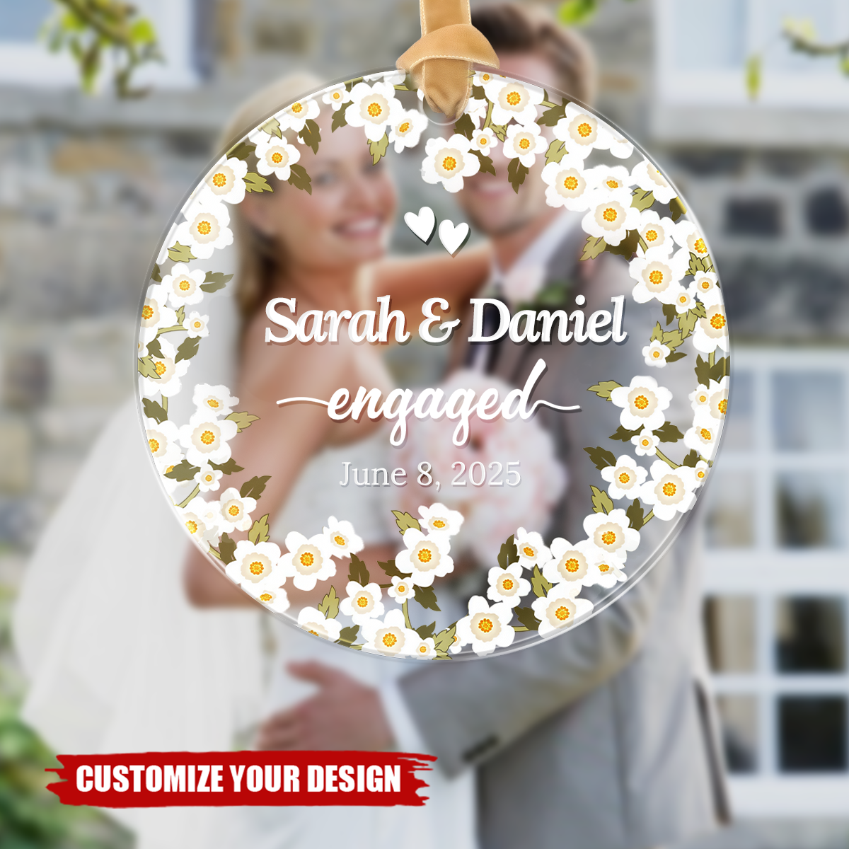 Personalized Acrylic Engaged Ornament - Engagement Gift