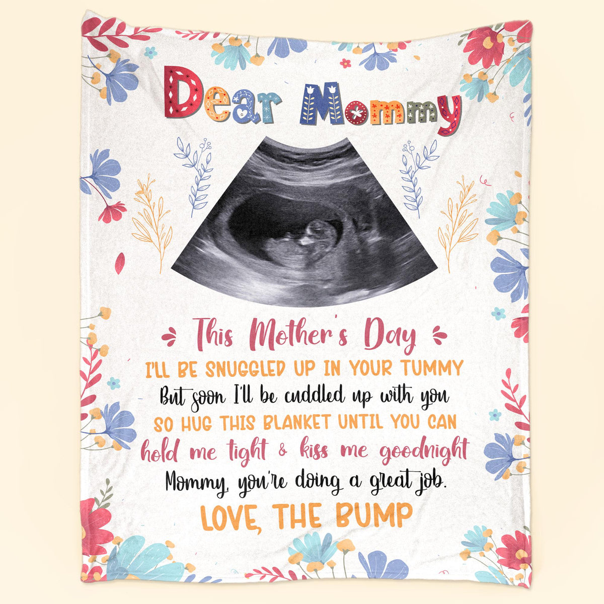 Personalized Photo Ultrasound Newborn Blanket, 1st Mothers Day Gift For Mom