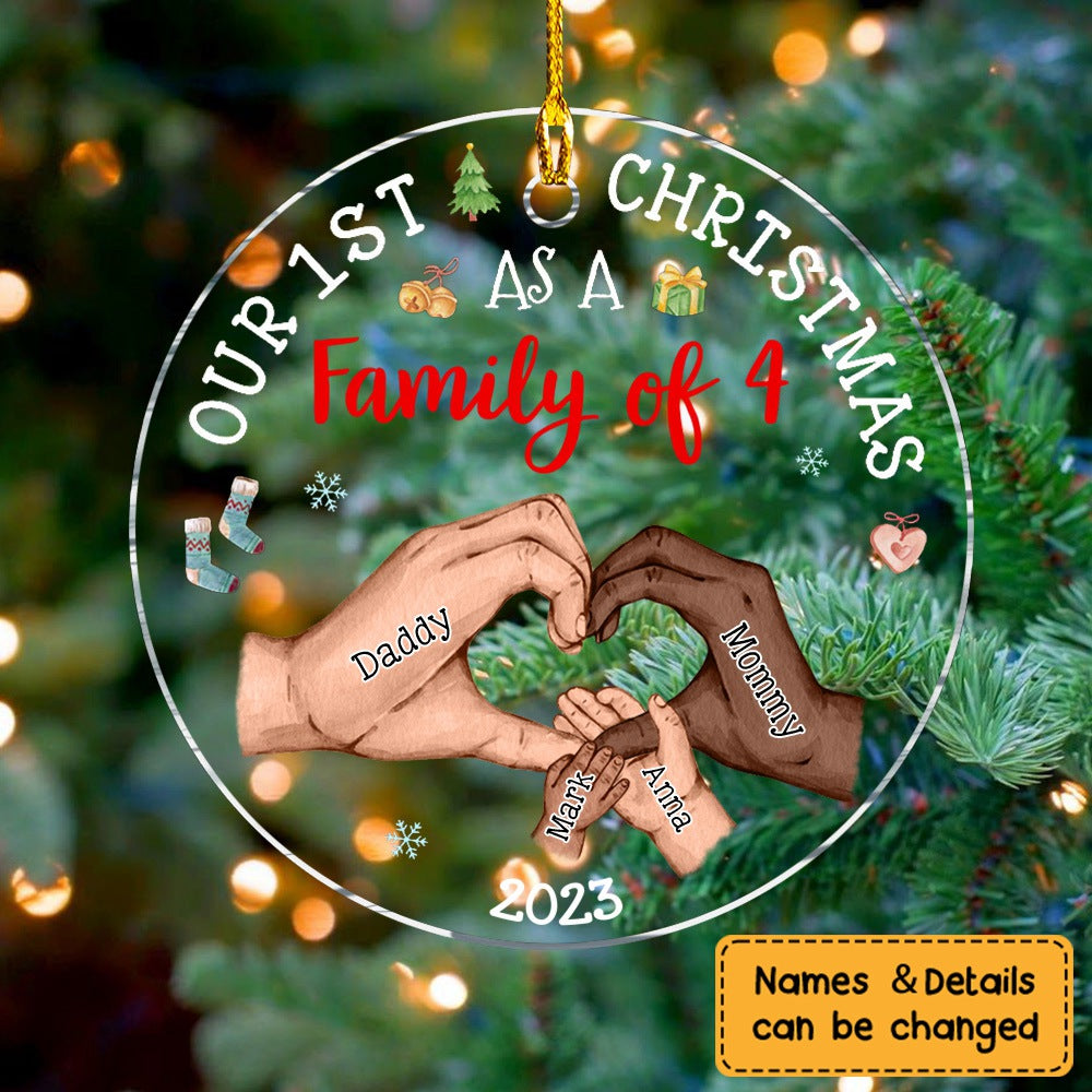 Baby's First Christmas As A Family Circle Ornament