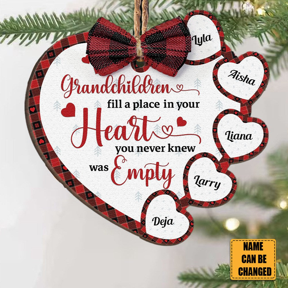 Grandchildren Fill A Place In Your Heart -Personalized Wooden Ornament ...