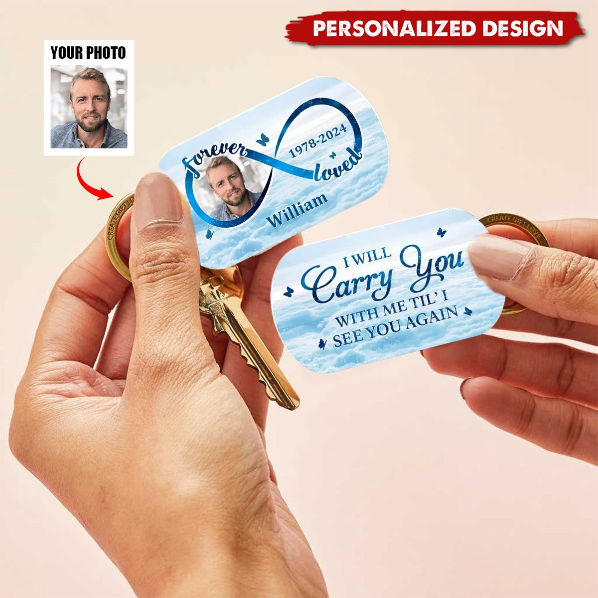 I Will Carry You With Me-Personalized Acrylic Keychain-Upload Photo