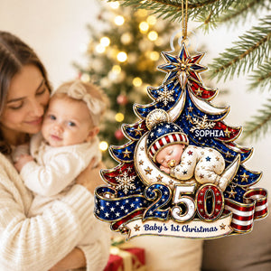 American 250th Anniversary Baby First Christmas - Personalized Ornament For Newborn