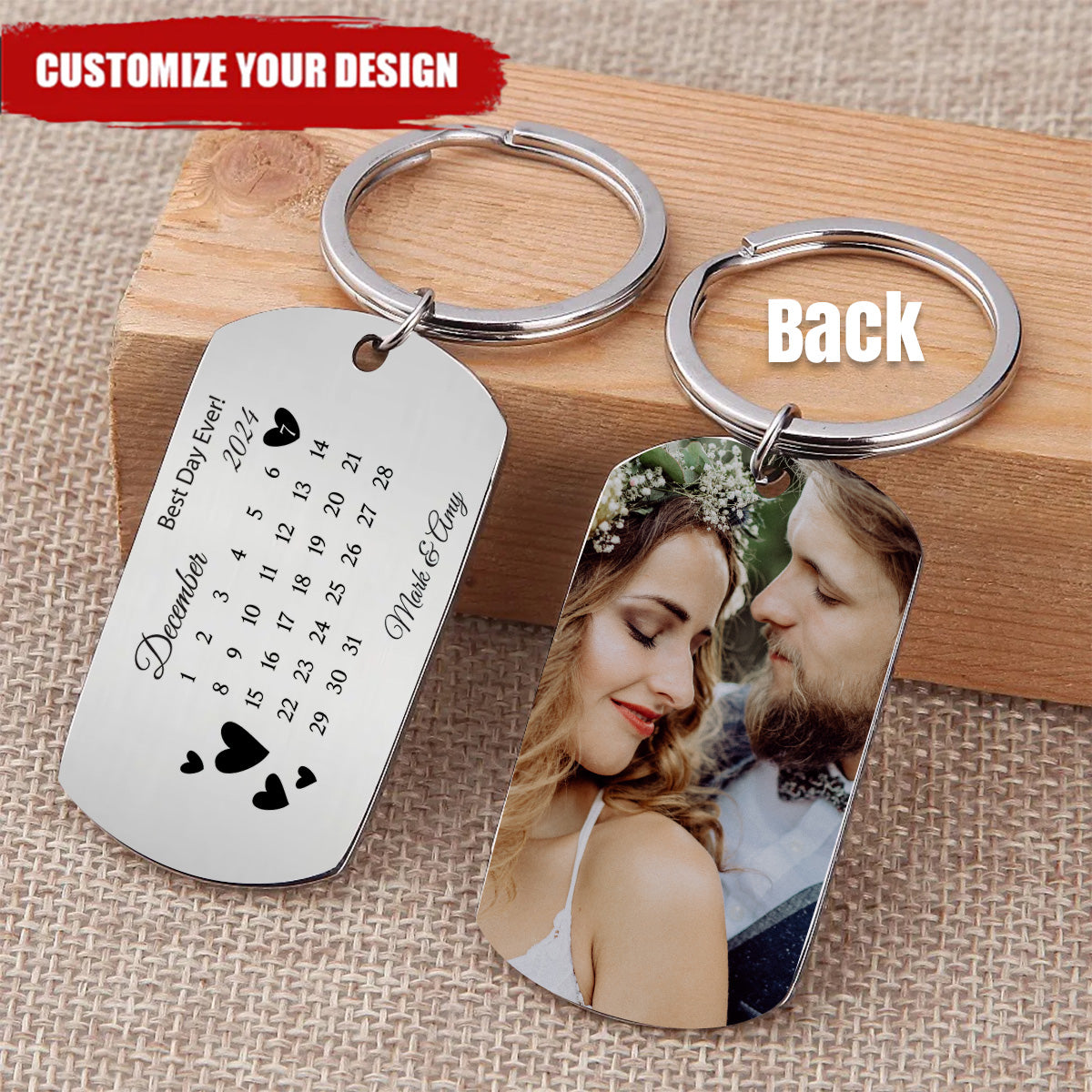Best Day Ever Personalized Stainless Steel Keychain-Gift For Couple