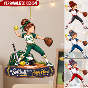 Personalized Softball Player Christmas Ornament