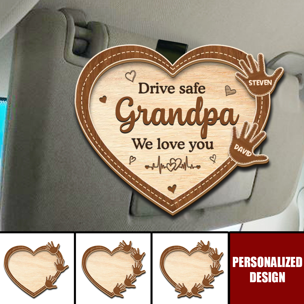 Drive With Love And Care - Family Personalized Custom Car Visor Clip