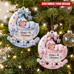 Personalized Custom Name Birth Stats Baby’s First Christmas Ornament