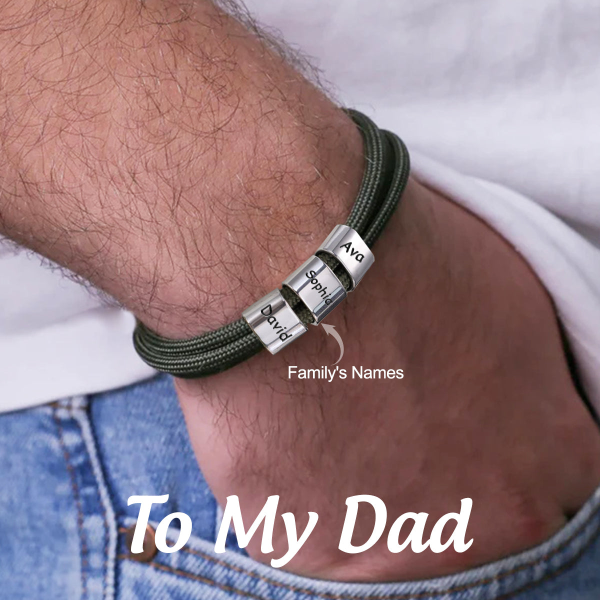 Gift For Dad, Personalized Kids Names Sailing Rope Bracelet