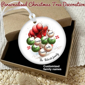 Santa Hand With Baubles - Family Personalized Christmas Ornament