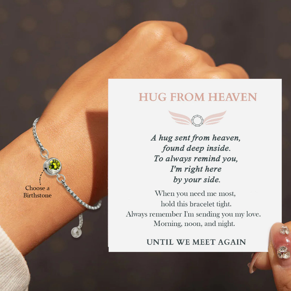 Unitil We Meet Again-Personalized Birthstone Memorial Bracelet