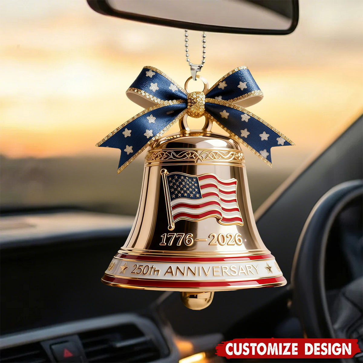 USA 250th Anniversary Liberty Bell Car Hanger - Commemorative Gift