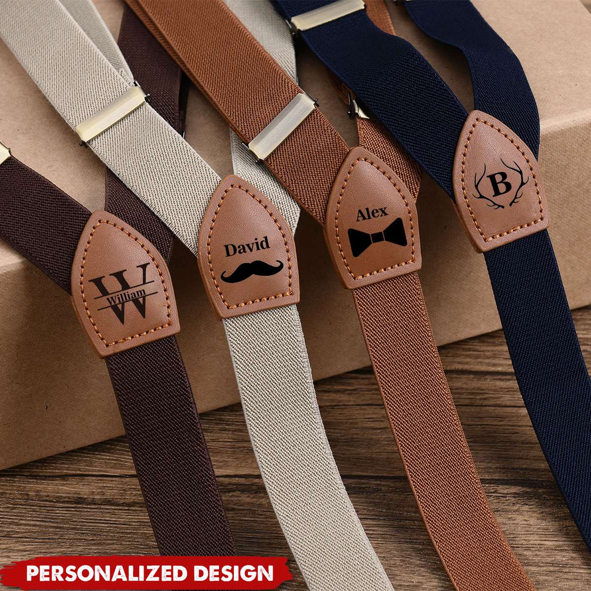 Personalized Monogrammed Leather Suspenders - Unique Gift For Men