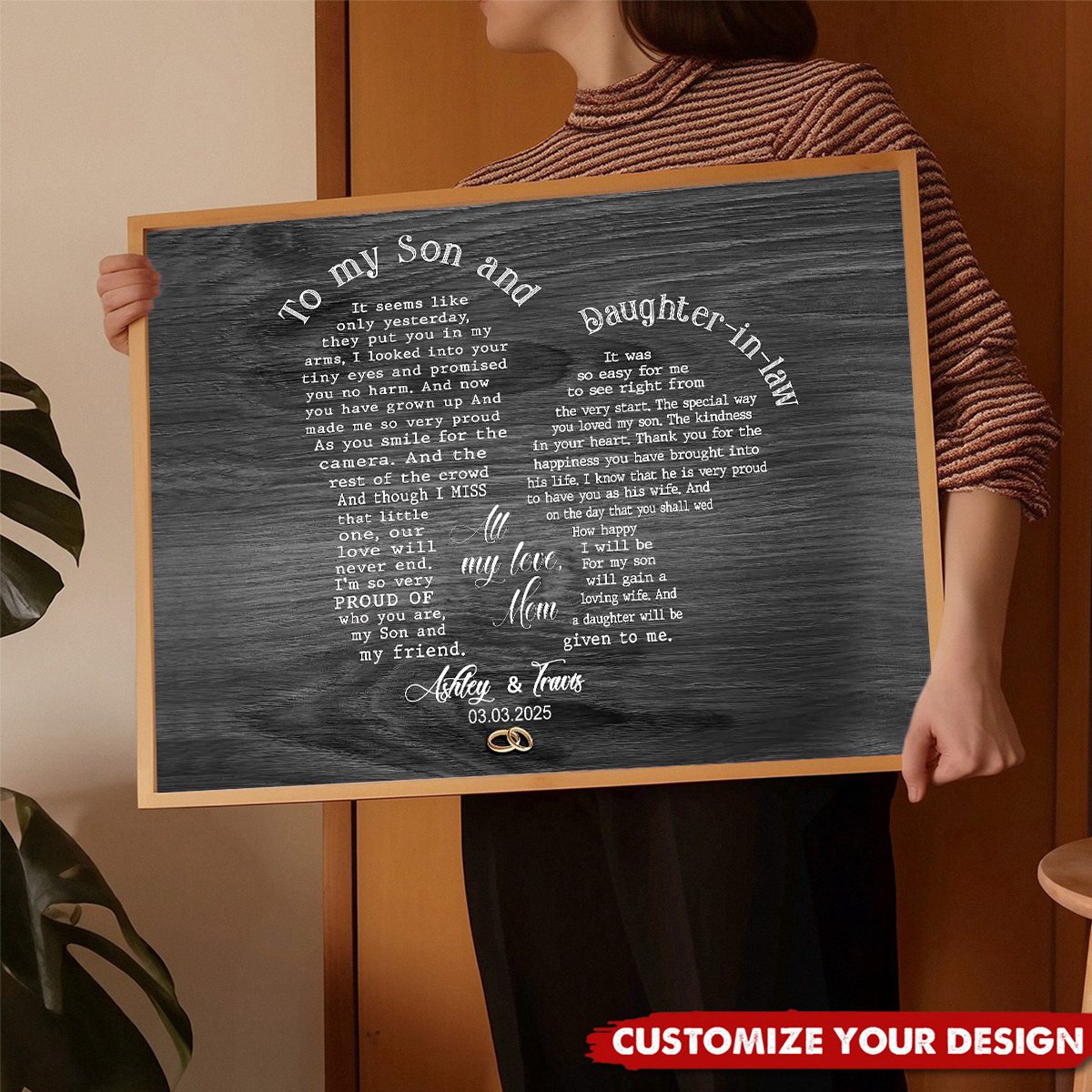 Personalized Daughter And Son In Law Wedding Gift, Custom Poster
