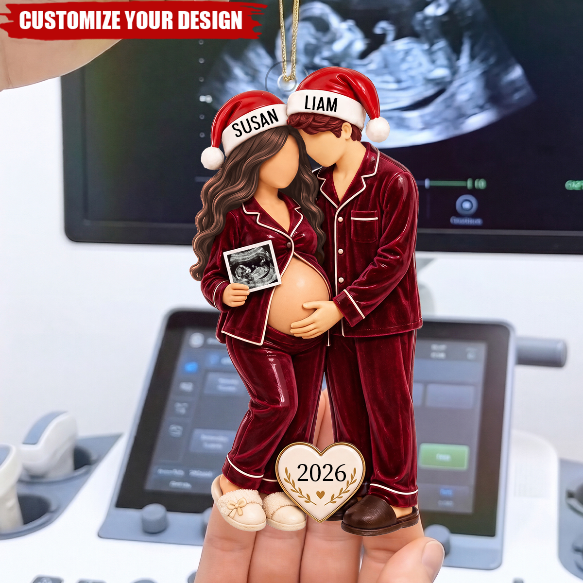 Personalized Pregnancy Announcement Christmas Ornament