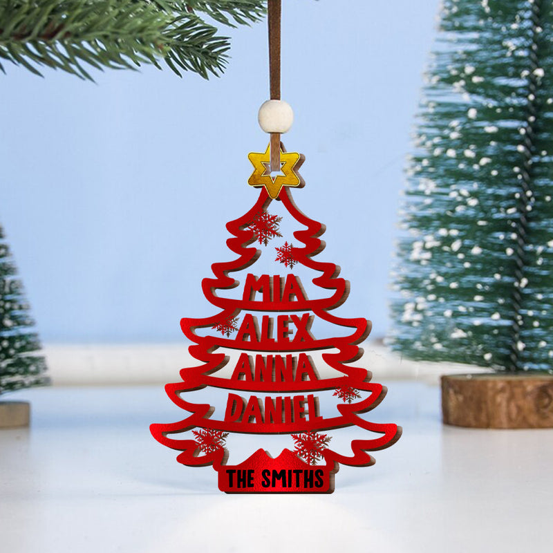 Unique Christmas Family Pine Tree Custom Member Names Personalized Ornament