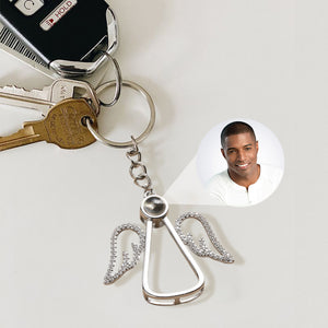 Personalized Photo Projection Keychain With Angel Wings
