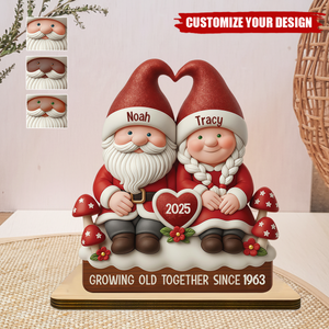 Personalized Mr And Mrs Growing Old Together Wooden Plaque