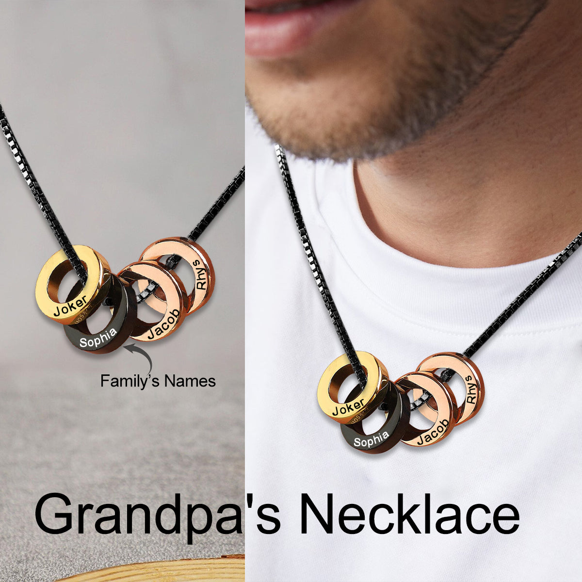 Personalized Family Name Beads Necklace, Gift For Father