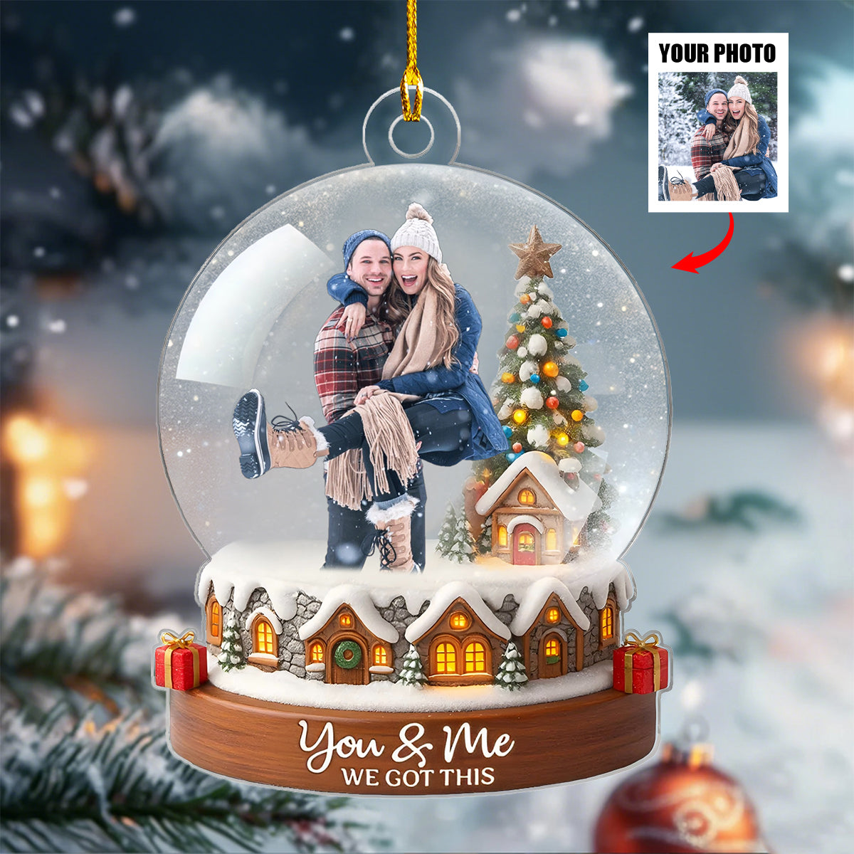 Snowman Couple Growing Old Together Personalized Acrylic Ornament