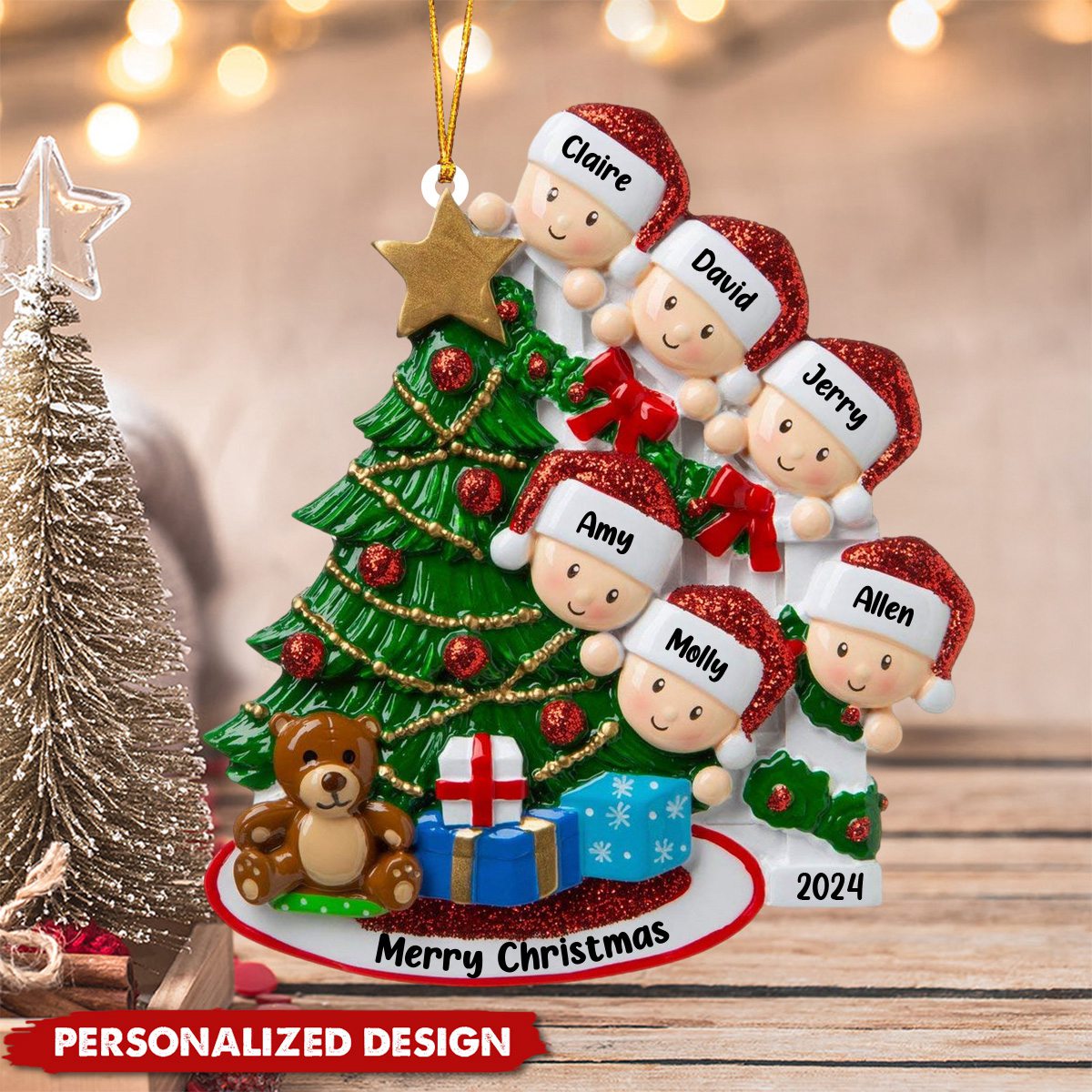 DIY Happy Family Christmas Tree Name Resin Ornament
