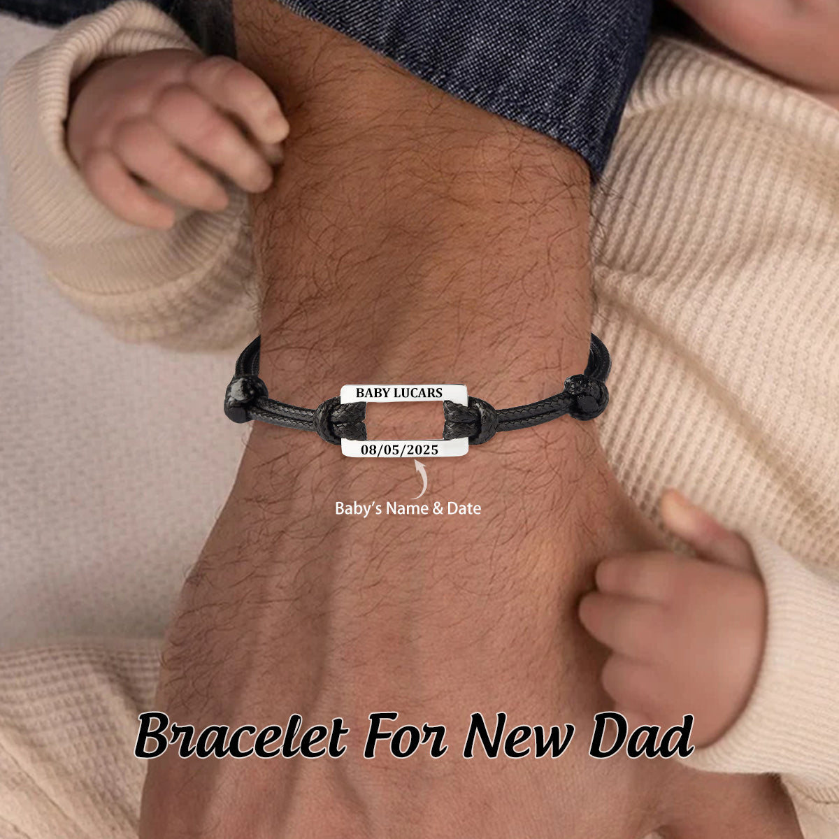 First Time Dad Gift, Custom Baby Stats Bracelet