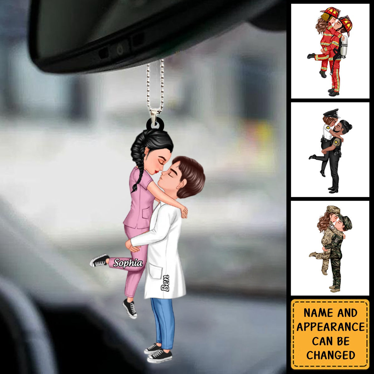 Personalized Gifts by Occupation Couple Portrait Acrylic Ornament