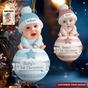 Personalized Baby’s 1st Christmas Ornament, Custom Baby Photo Ornament