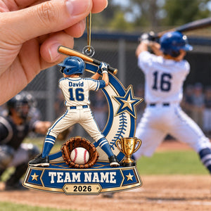 Personalized Baseball Player Ornament 2026