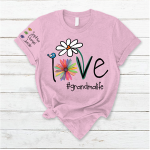 Personalized Love Grandma Life Flower T-Shirt
