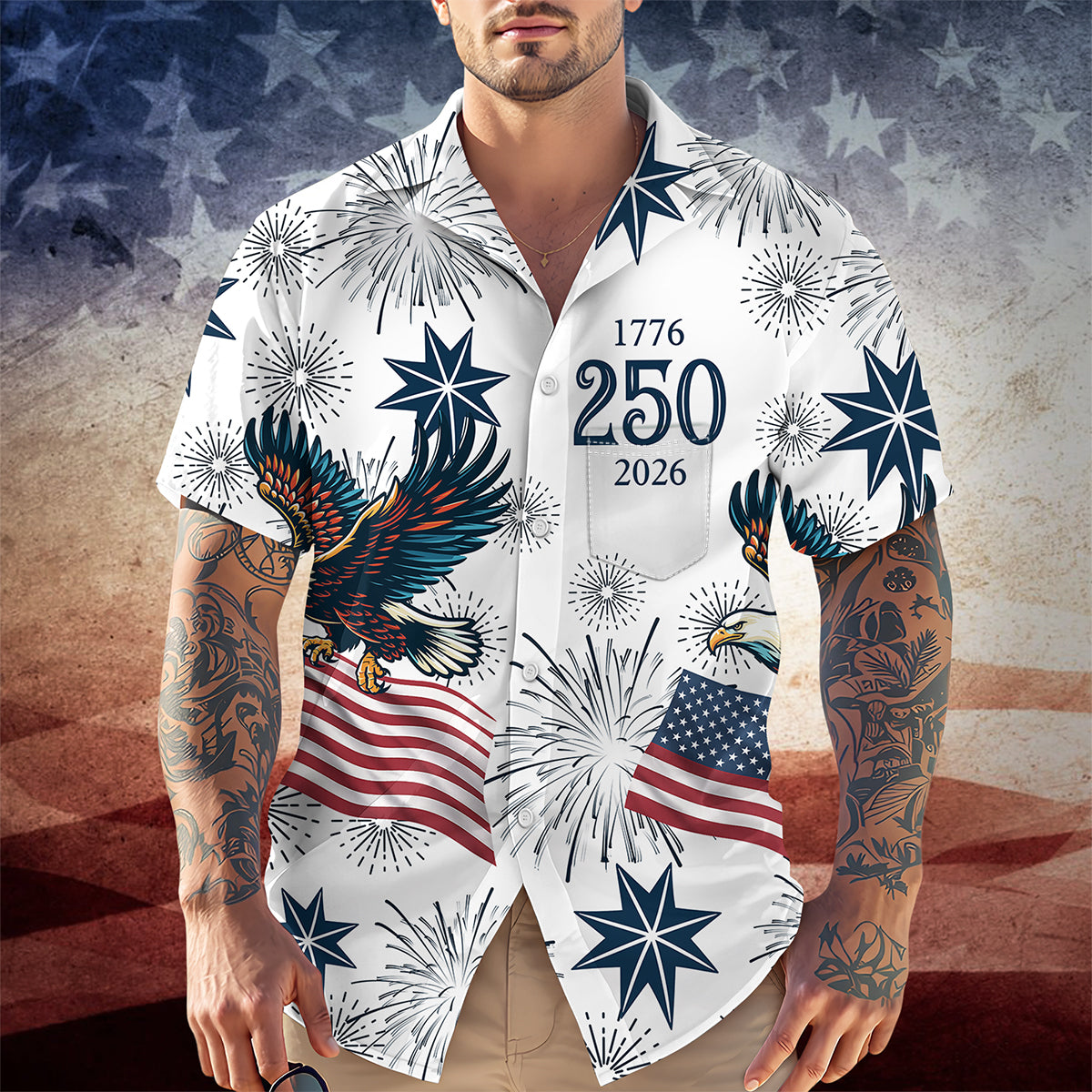 Personalized USA 250 Anniversary Eagle 1776-2026 Hawaii Shirt