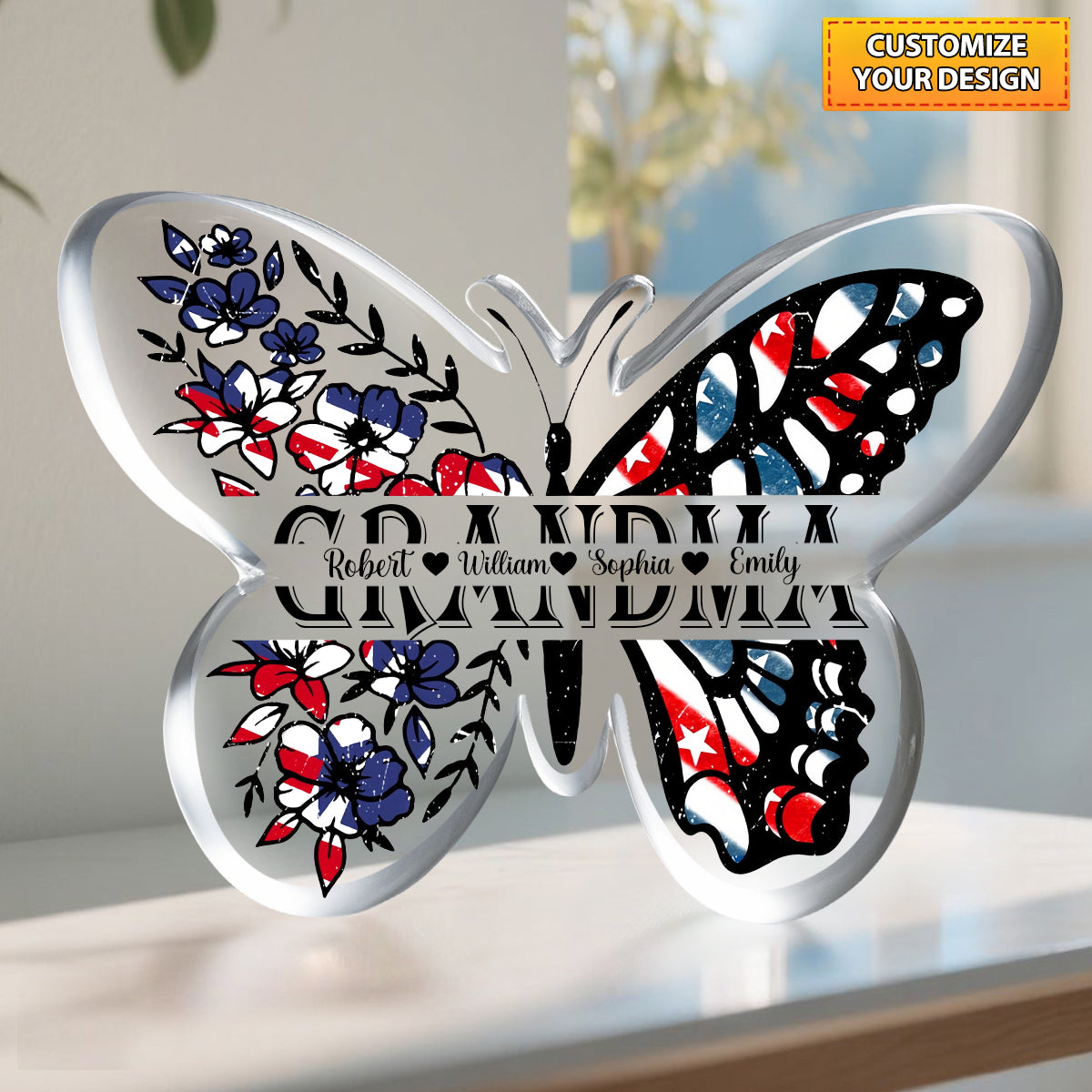 Personalized Kid Name Butterfly Acrylic Plaque Keepsake Gift