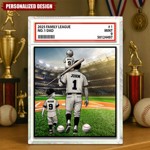 Dad Grandpa Man & Kids Trading Card Style Acrylic Block Plaque Personalized Gift For Father's Day