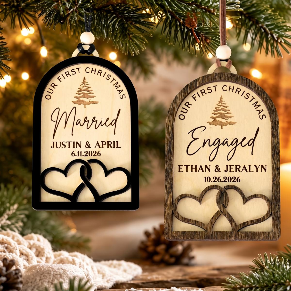 Our First Christmas Married | Personalized Newlywed Christmas Ornament